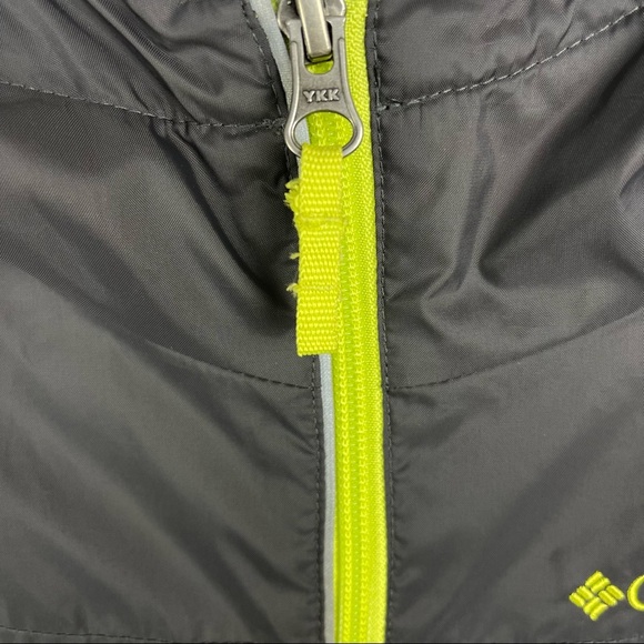 Columbia Junior Boys Gray with Neon Yellow fleece lining windbreaker jacket L - Picture 5 of 13